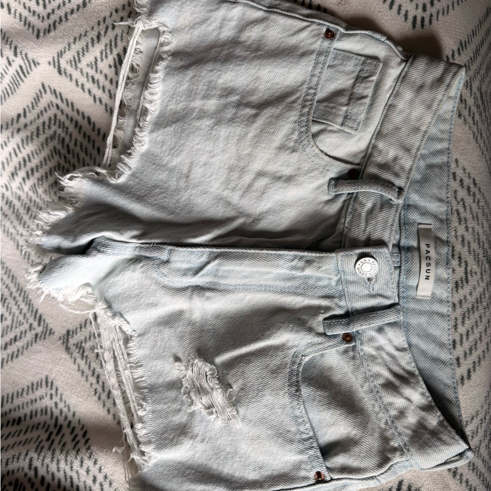 PacSun Light Blue Distressed Denim Cutoff Shorts